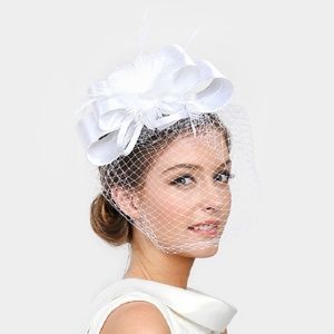 bridal  Satin Bow Feather Fascinator hat